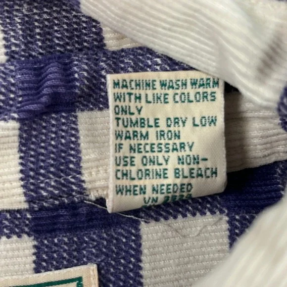 409L.L. Bean Vintage Corduroy Plaid Long Sleeve Mens Large TALL Blue Cream Y2K